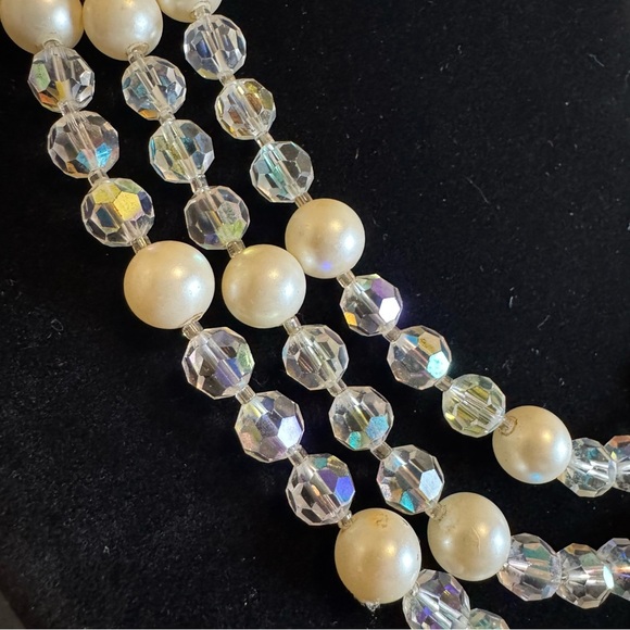 1950s Signed Coro Aurora Borealis Crystal Triple-Strand Necklace - Picture 4 of 15